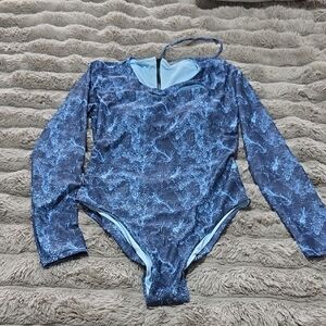 Blue Long Sleeve Swimsuit
